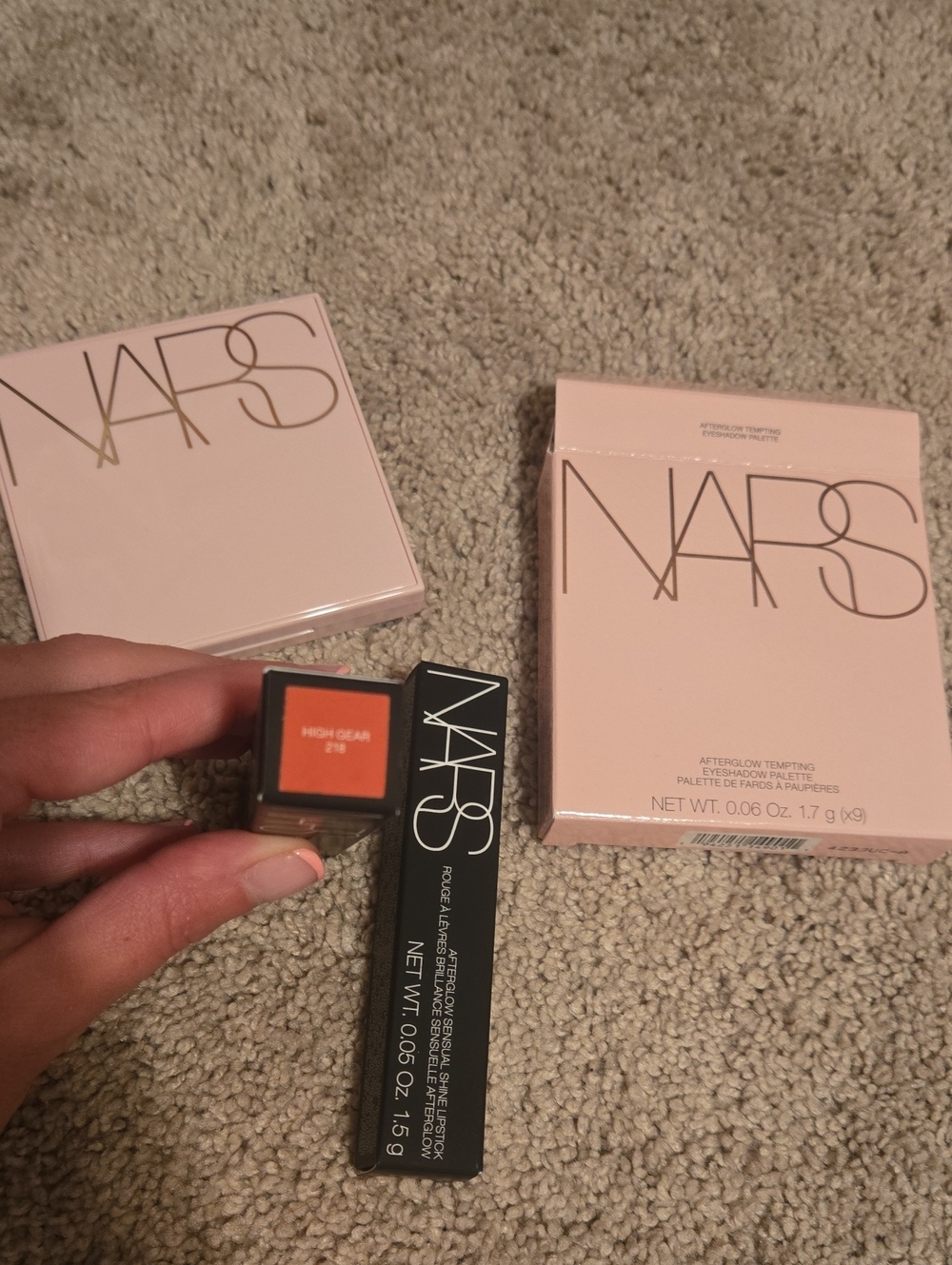 NARS Afterglow Tempting Eyeshadow And 2 High Gear Shine Lipsticks